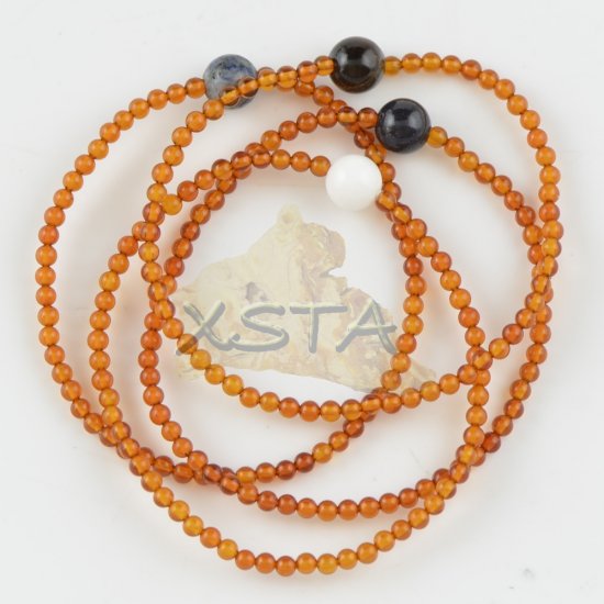 Amber bracelet with gemstone round beads